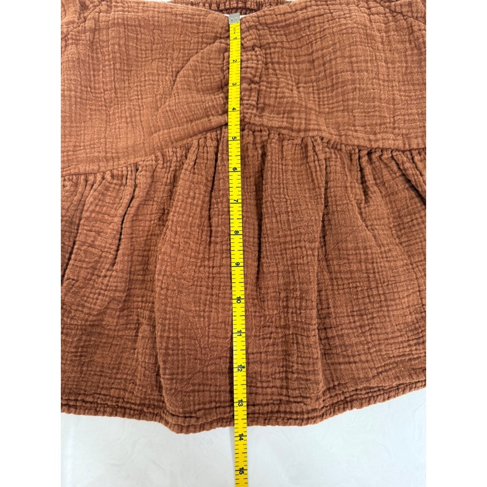 Japna Babydoll Top Womens Large Rust Orange Gauze Smocked Back Flutter Sleeve - Picture 5 of 8